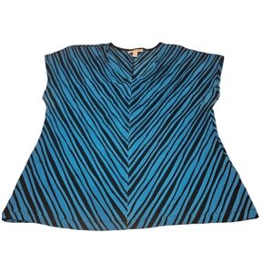 Blue and Black Striped Women's Top